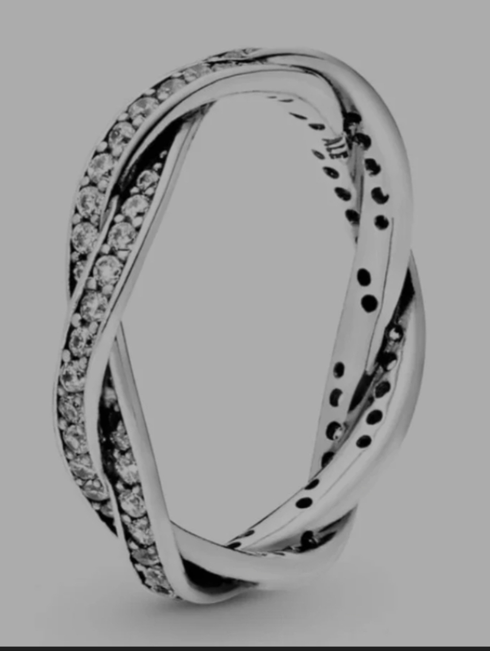 Authentic Pandora Sparkling Twisted Lines Ring